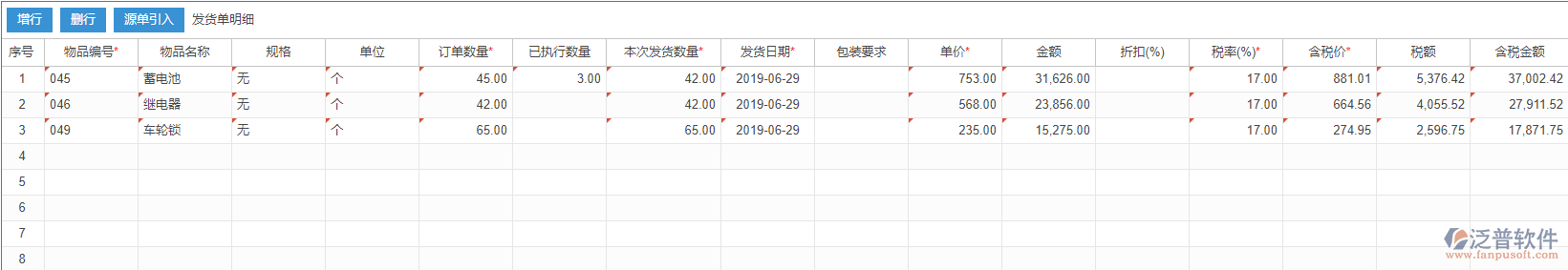 銷售訂單明細(xì)手動(dòng)錄入效果發(fā)貨