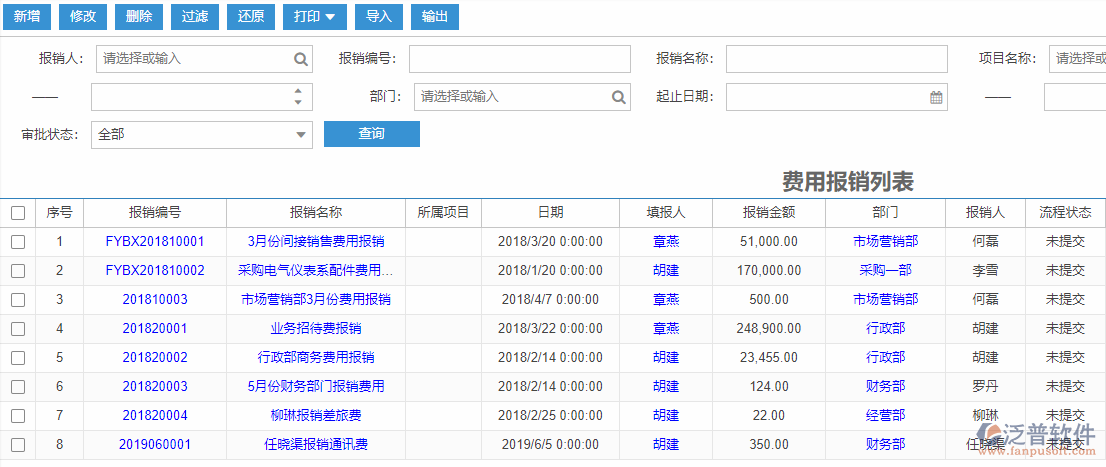 費用報銷列表