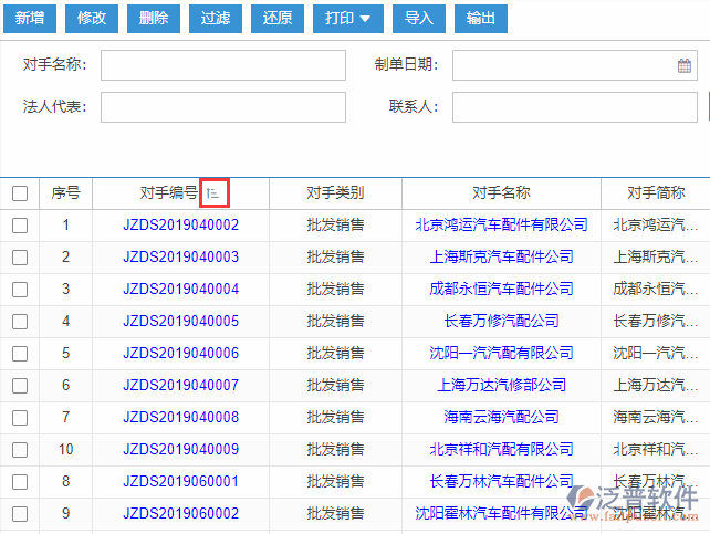 競(jìng)爭(zhēng)對(duì)手檔案導(dǎo)入表格列表排序