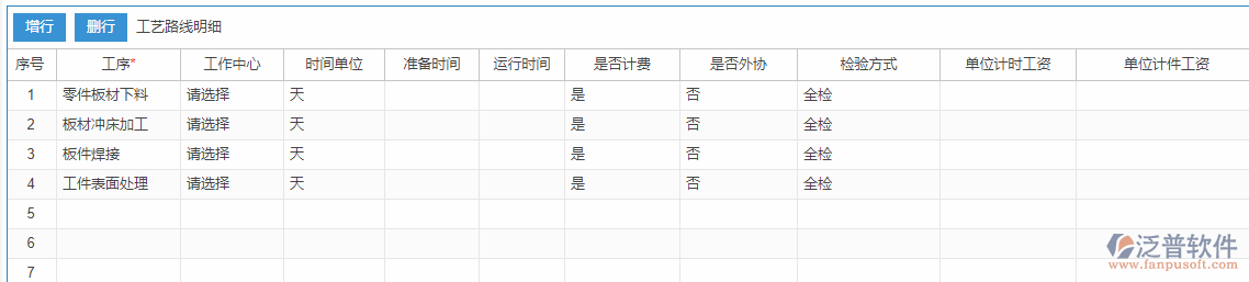 工藝路線明細(xì)效果圖