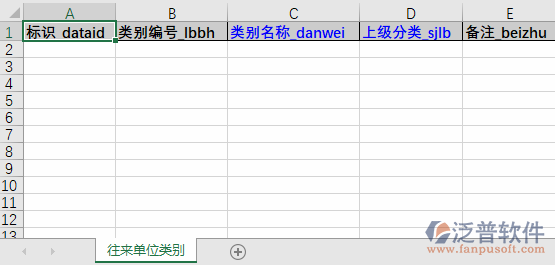 往來單位類別導(dǎo)入表格