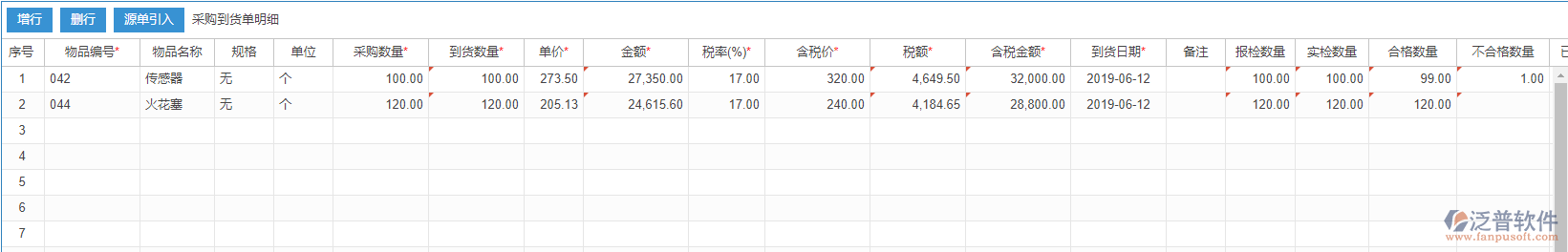 采購(gòu)到貨明細(xì)源單引入效果圖