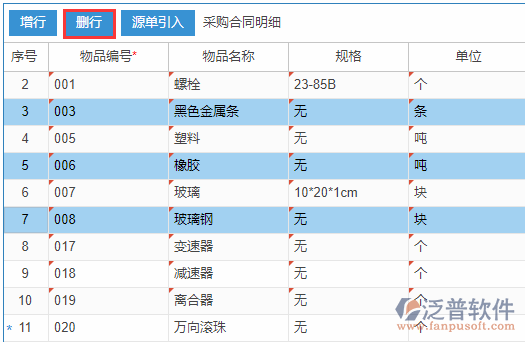 采購(gòu)合同明細(xì)增行