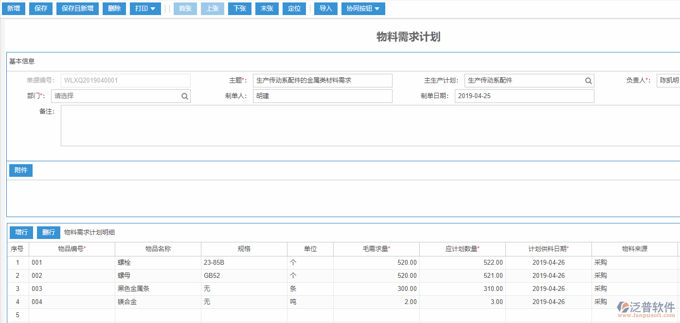 物料需求計劃