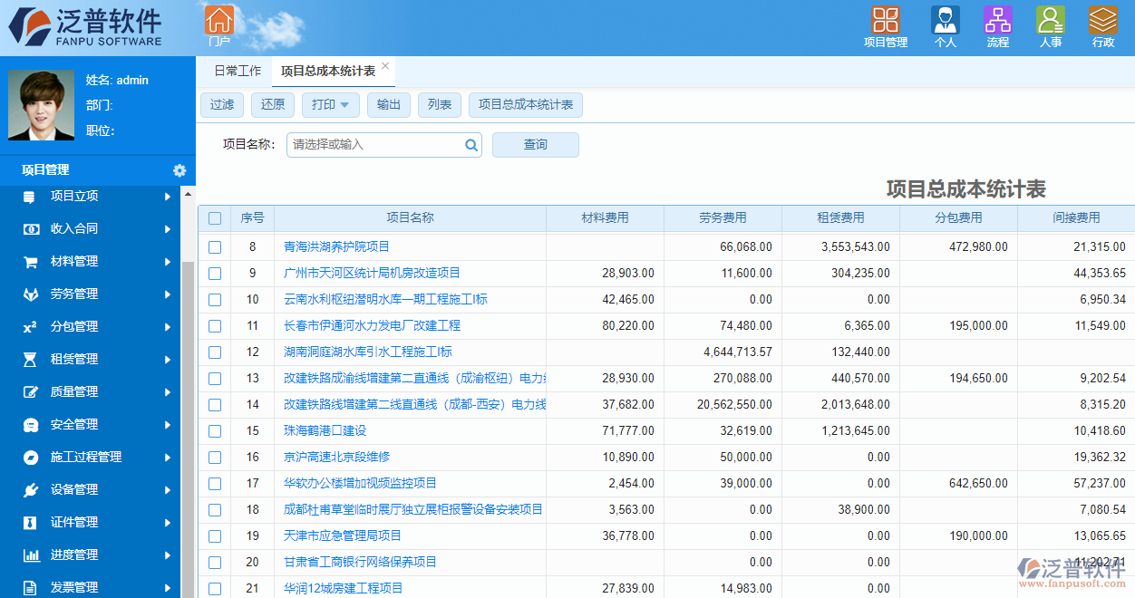 建筑加固工程管理系統(tǒng)成本管理