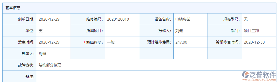 設(shè)備維修基本信息