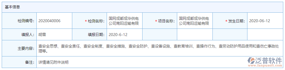 安全檢測(cè)基本信息