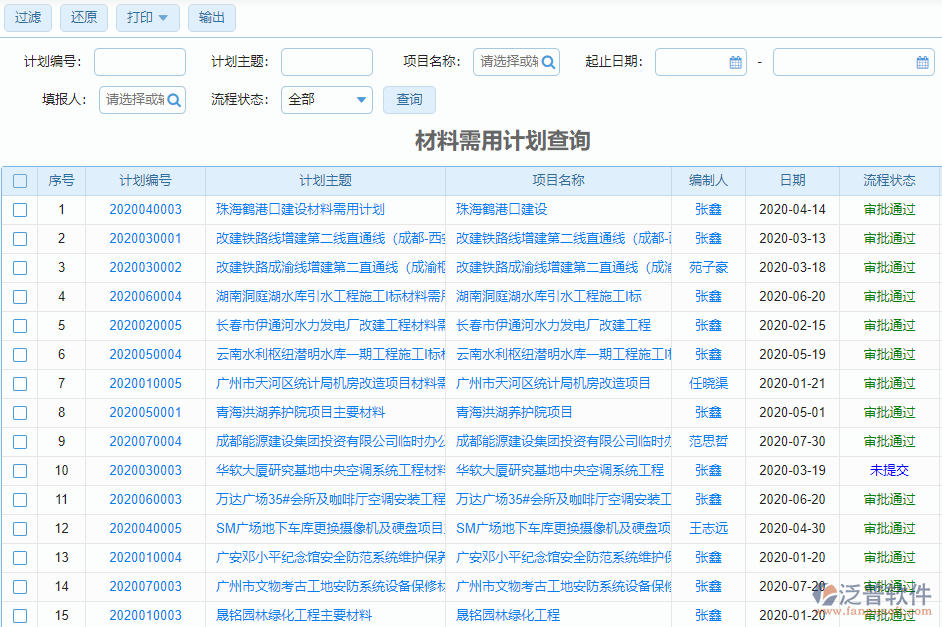 材料需用計(jì)劃查詢