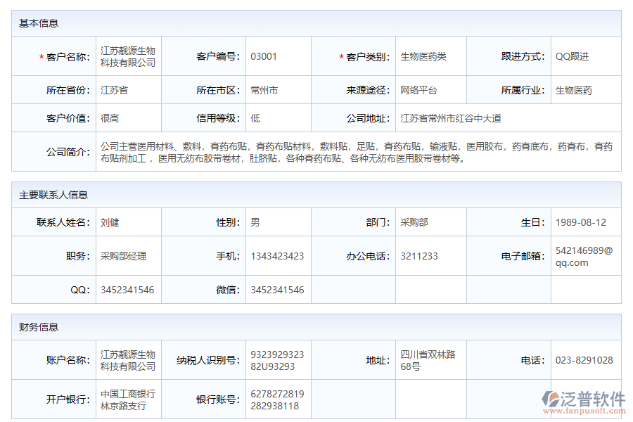 化工行業(yè)銷售售后管理的客戶信息