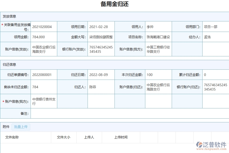 電力工程項目管理系統(tǒng)在備用金歸還中的注意事項