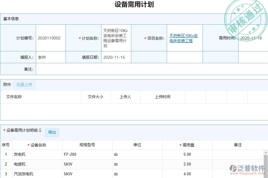 設備安裝工程項目管理系統(tǒng)在設備需用計劃列表中的競爭優(yōu)勢