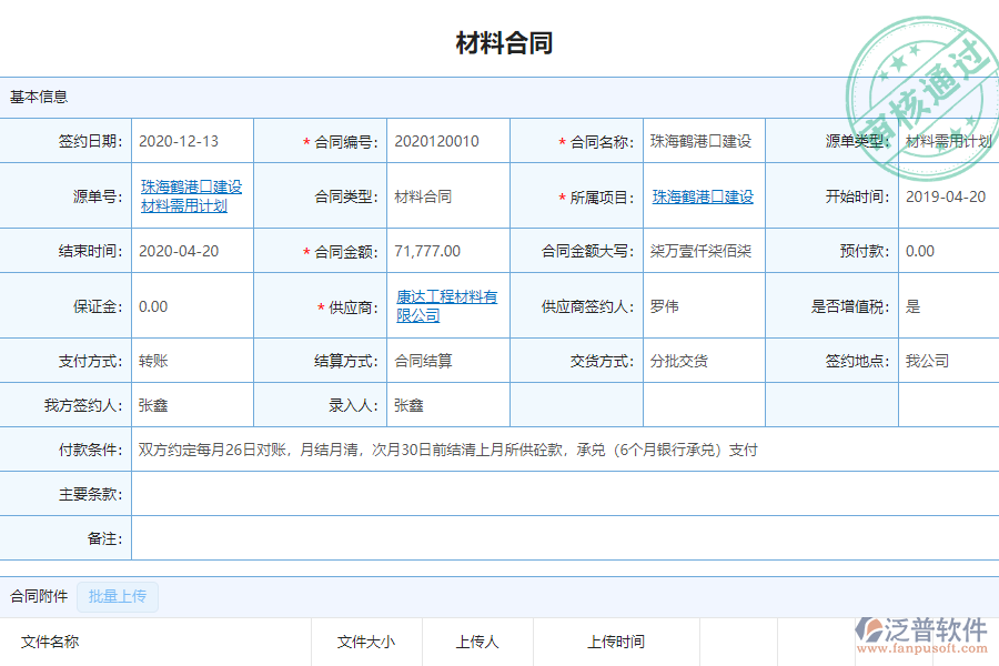 泛普安裝工程企業(yè)管理系統(tǒng)中材料合同報表的價值