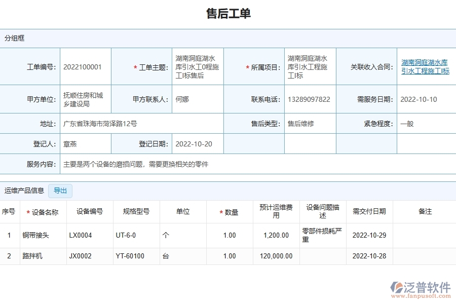 泛普軟件對于售后派工單的管理作用體現(xiàn)在哪些方面