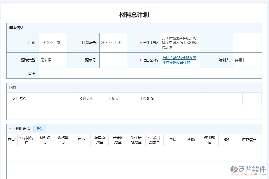 設(shè)備安裝工程材料總計(jì)劃列表對(duì)安裝工程企業(yè)的作用