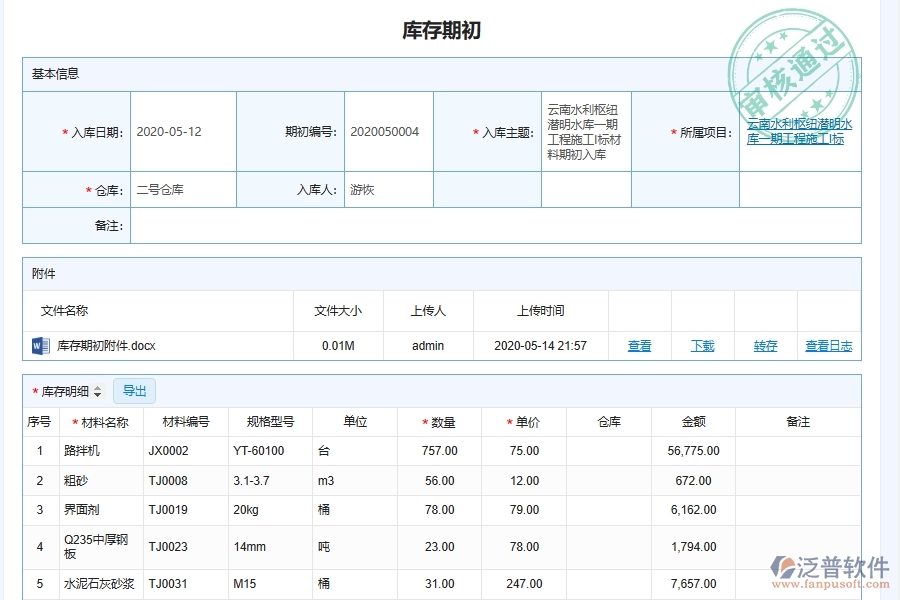 泛普軟件的電力工程企業(yè)管理系統(tǒng)如何有效提高施工材料的庫存初期管理能力