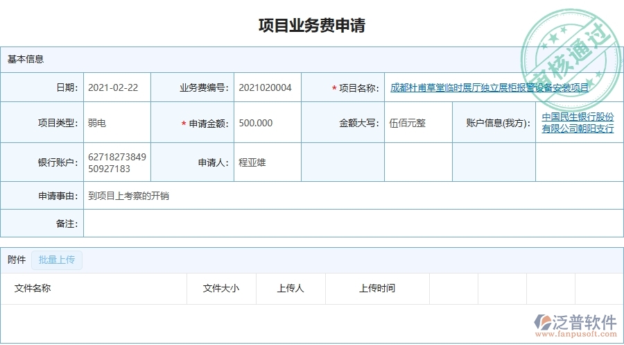 設備安裝工程項目管理系統(tǒng)在項目業(yè)務費申請列表中的核心功能