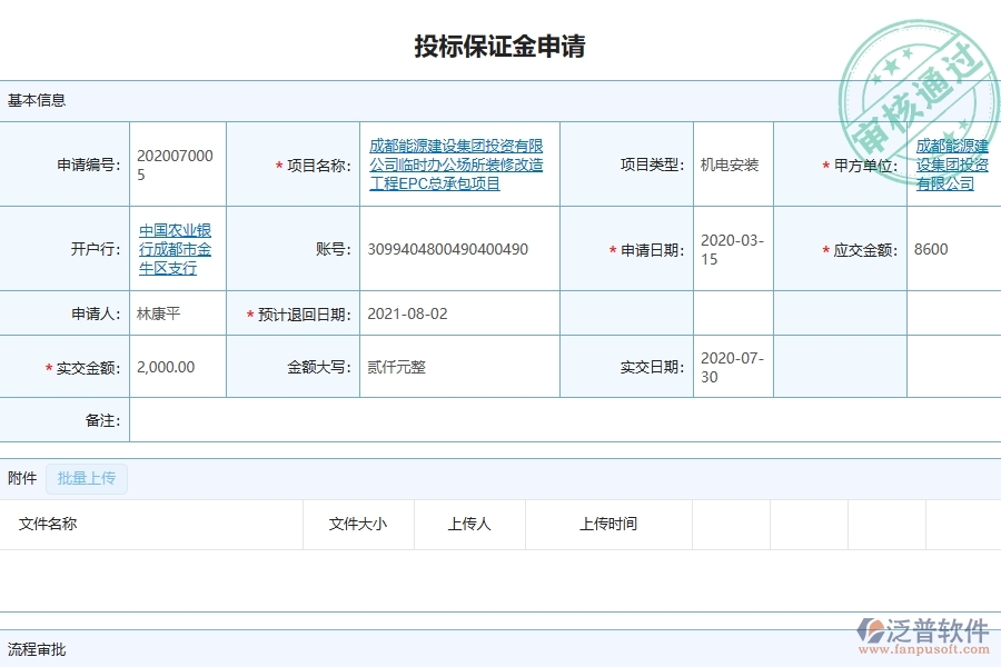 泛普軟件的設(shè)備安裝工程項目管理系統(tǒng)在投標(biāo)保證金申請中的價值