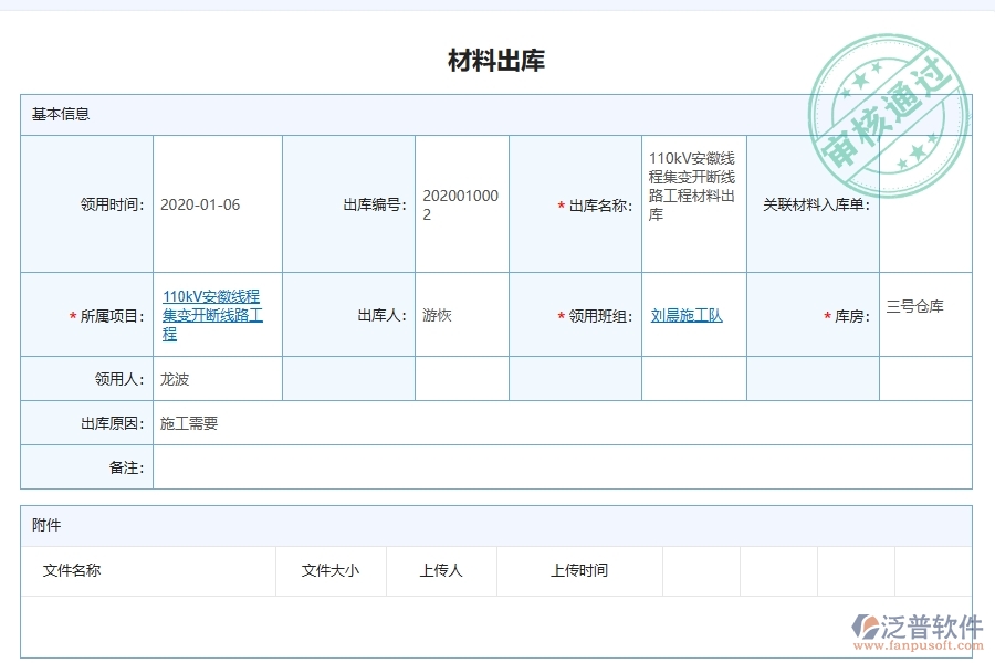 泛普軟件電力工程企業(yè)管理系統(tǒng)在材料出庫中的作用