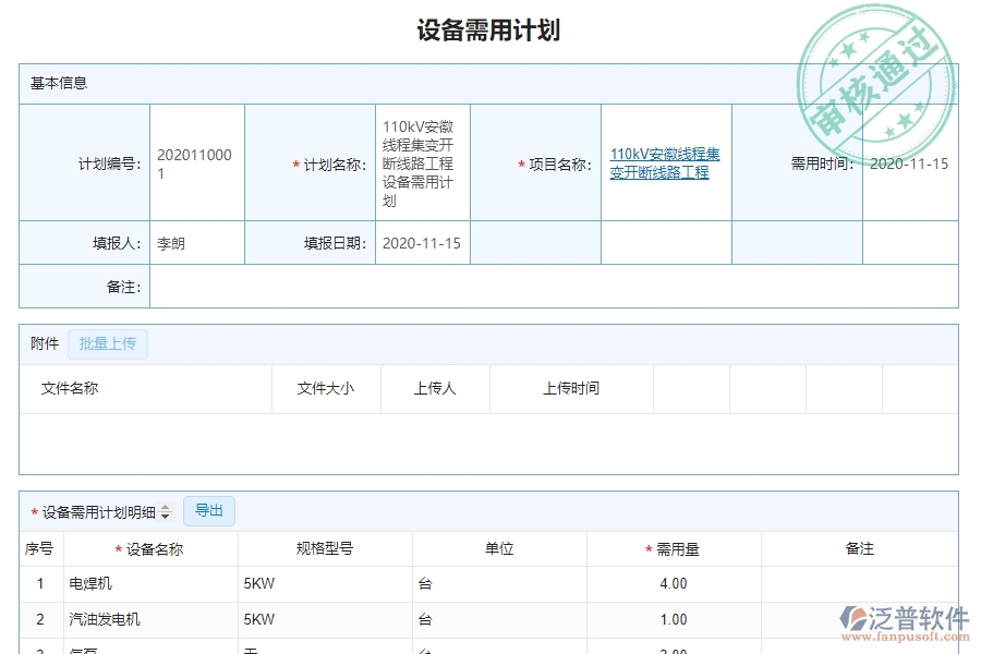 泛普軟件-園林工程管理系統(tǒng)如何解決企業(yè)設(shè)備需用計(jì)劃列表的核心問(wèn)題