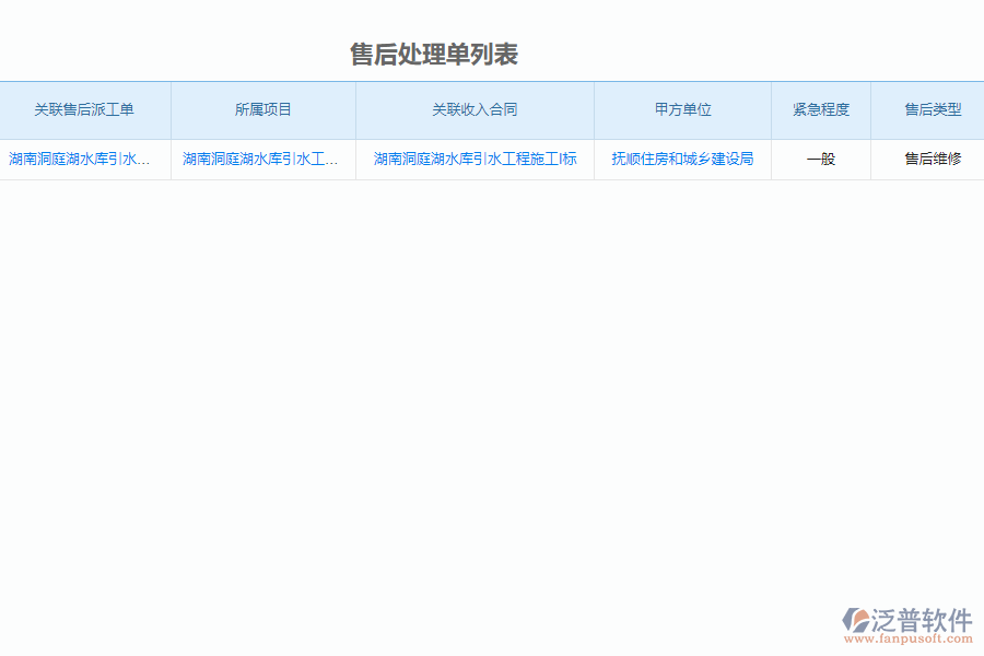 泛普軟件-市政工程企業(yè)管理系統(tǒng)中售后處理單的價(jià)值