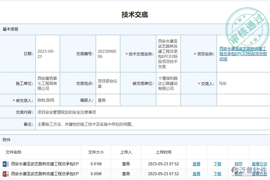 泛普軟件-路橋工程管理系統(tǒng)的技術(shù)交底列表給企業(yè)經(jīng)營(yíng)有哪些價(jià)值