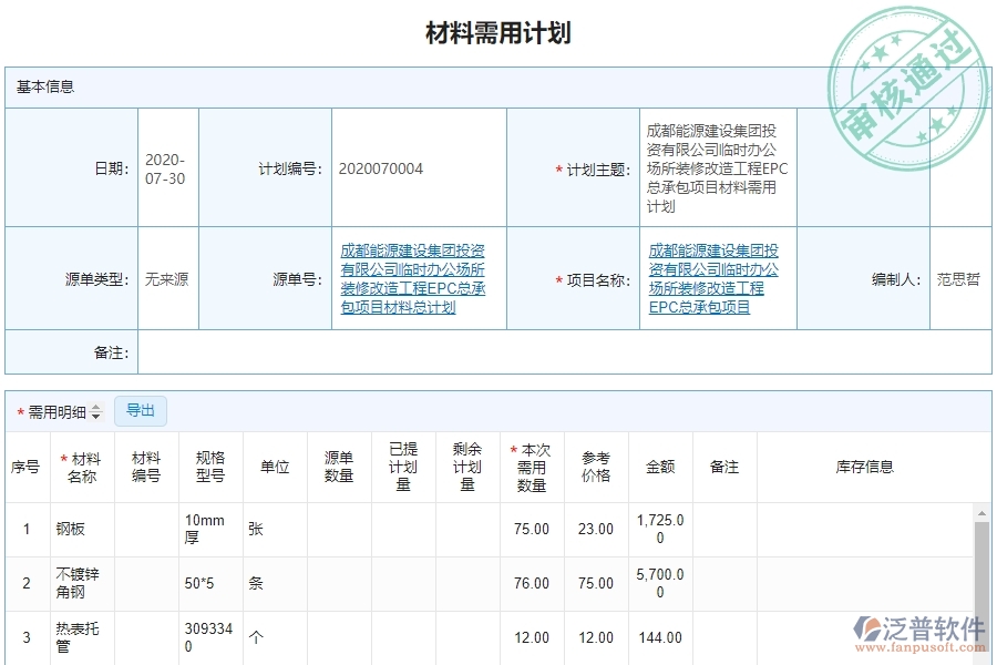 機(jī)電工程企業(yè)材料需用計(jì)劃列表軟件的技術(shù)優(yōu)勢(shì)