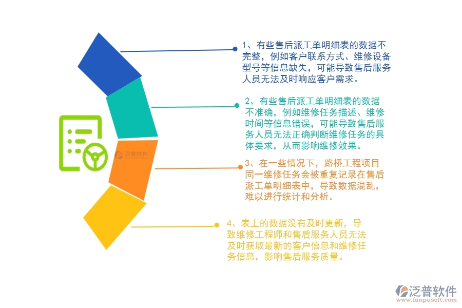 在路橋工程企業(yè)管理中售后派工單明細(xì)表方面存在的問題