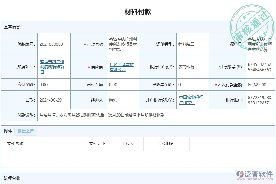 泛普軟件-幕墻工程項(xiàng)目管理系統(tǒng)在材料付款列表中的作用