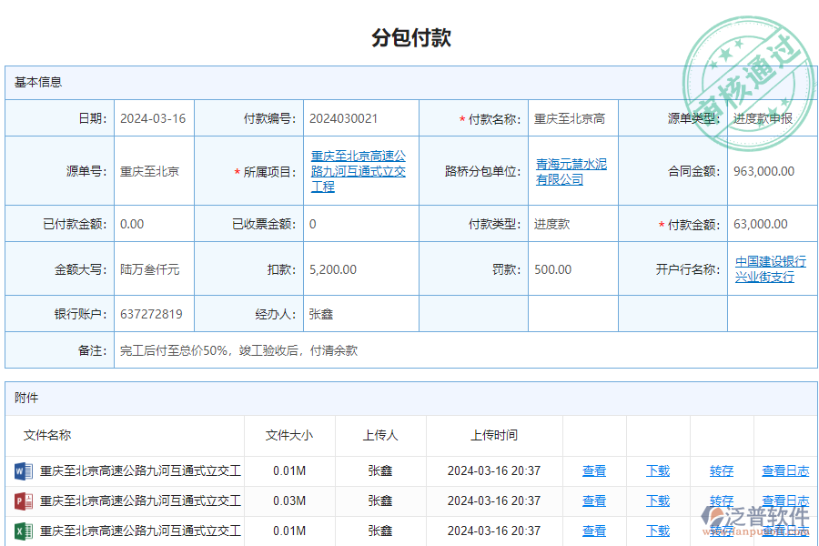 泛普軟件-路橋工程項(xiàng)目管理系統(tǒng)中分包付款列表的價(jià)值