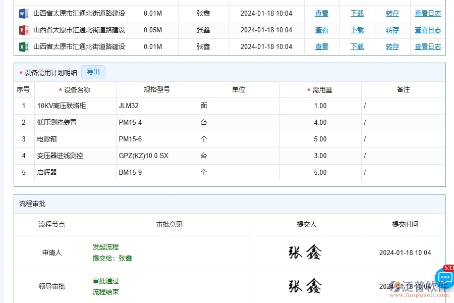 泛普軟件-路橋工程企業(yè)管理系統(tǒng)中機(jī)械設(shè)備需用計(jì)劃管理主要功能