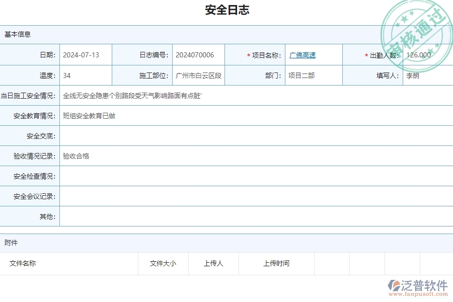 三、泛普軟件-公路工程管理系統(tǒng)中安全日志列表的注意事項