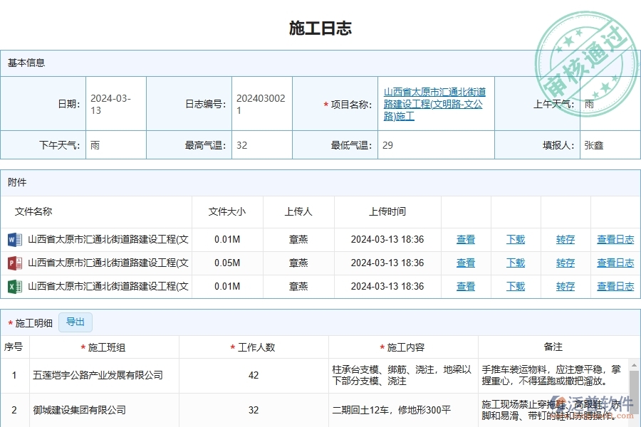 三、泛普軟件-路橋工程管理系統(tǒng)在施工日志的應(yīng)用場景