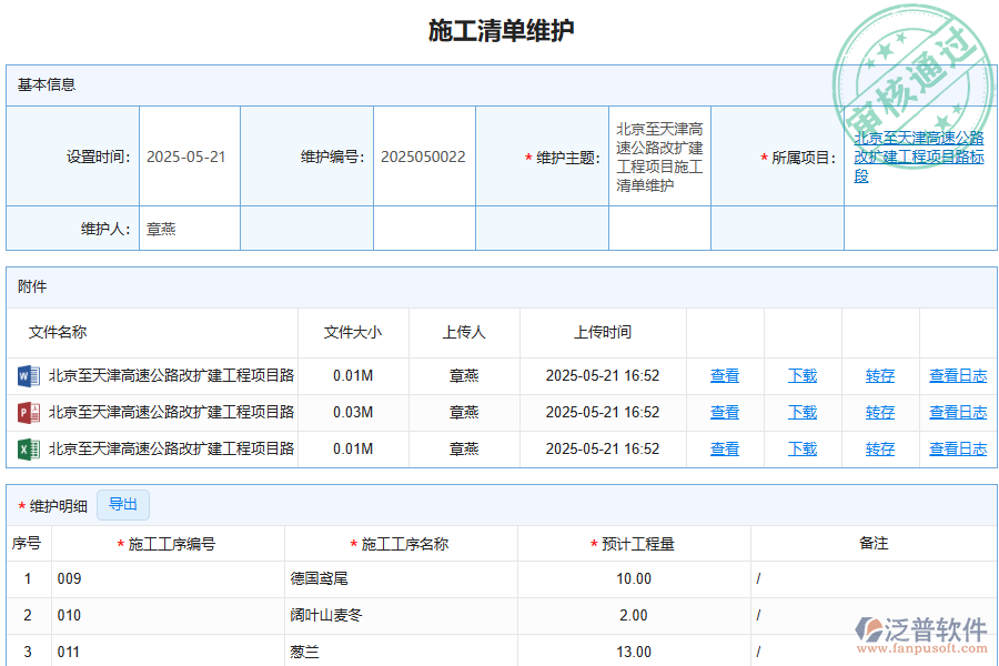 泛普軟件-路橋工程行業(yè)管理軟件中施工清單維護(hù)列表的價(jià)值