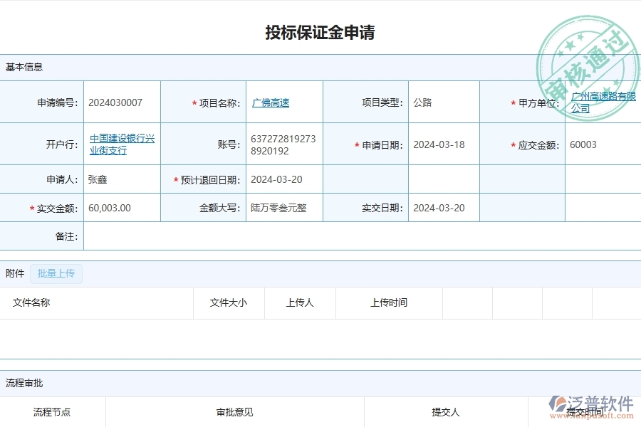 四、泛普軟件-公路工程管理系統(tǒng)在投標(biāo)保證金匯總表中的應(yīng)用場景