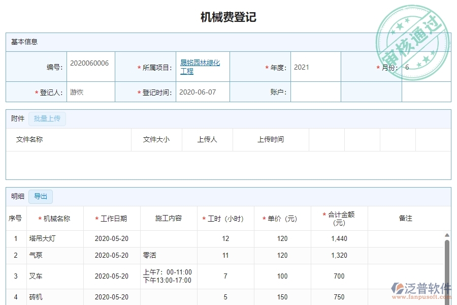 三、園林工程企業(yè)系統(tǒng)中使用泛普軟件機(jī)械費(fèi)管理的優(yōu)點(diǎn)