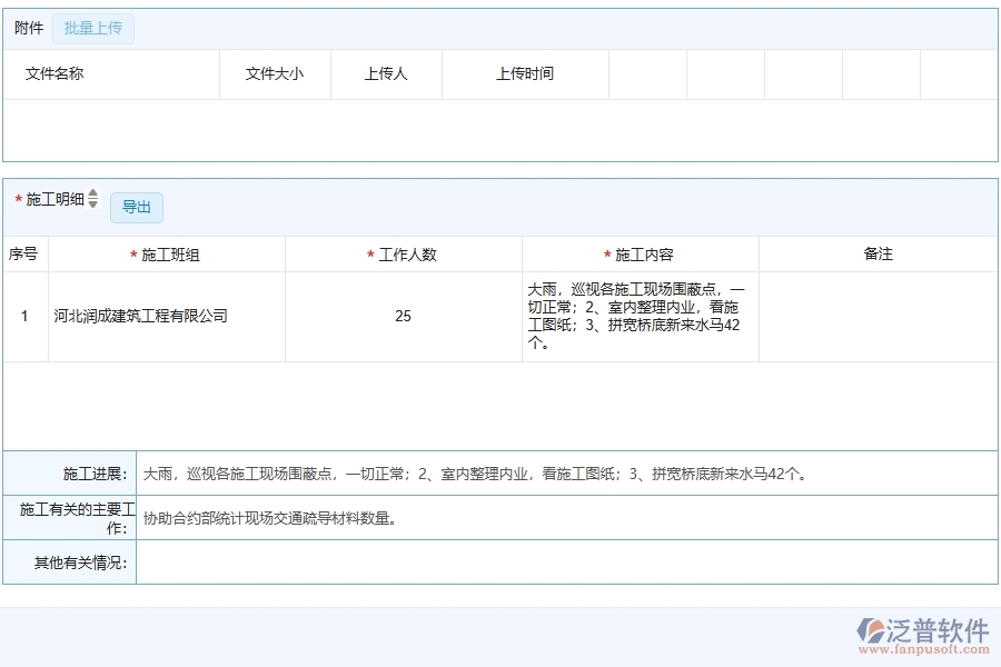 泛普軟件-幕墻工程企業(yè)管理系統(tǒng)中施工日志的管控點(diǎn)及作用