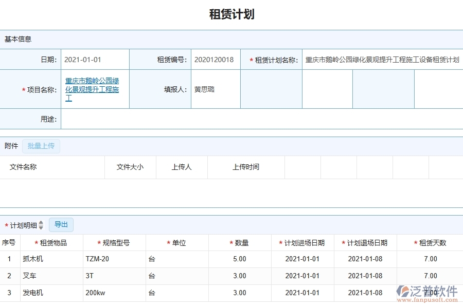 四、泛普軟件-園林工程管理系統(tǒng)在租賃管理中的應用場景