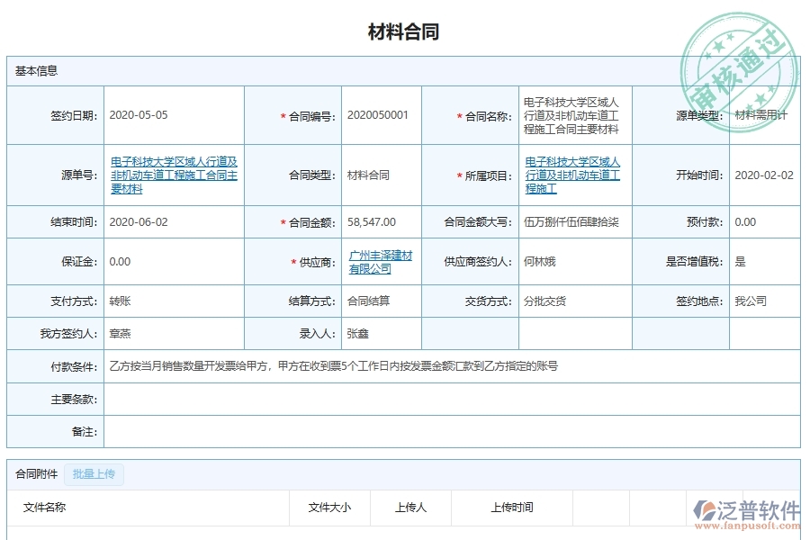 泛普軟件-市政工程企業(yè)管理系統(tǒng)如何有效提升企業(yè)中的材料采購合同材料明細(xì)管理