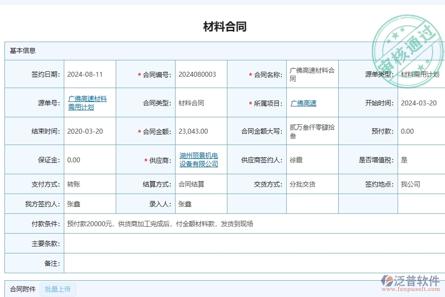 泛普軟件-公路工程企業(yè)管理系統(tǒng)如何有效提升企業(yè)中的材料合同