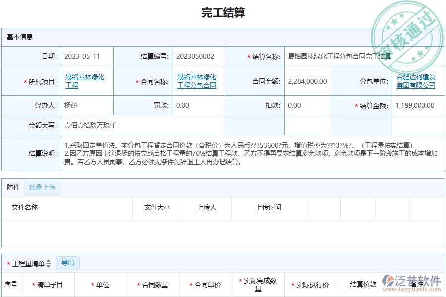 三、泛普軟件-園林工程管理系統(tǒng)中分包完工結(jié)算的注意事項(xiàng)