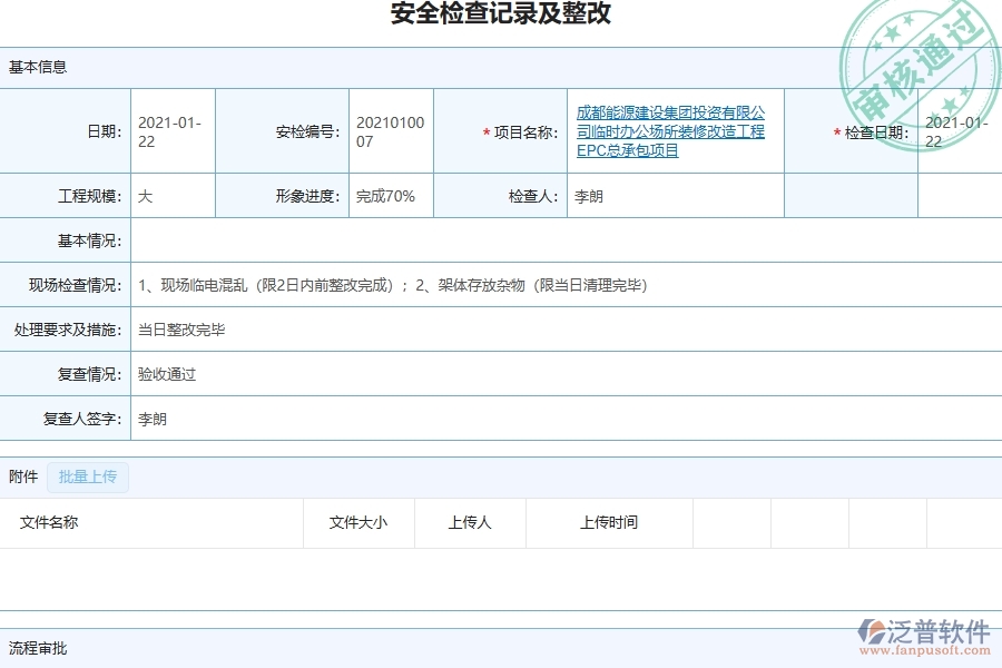 三、泛普軟件-機電工程管理系統(tǒng)中安全檢查記錄及整改的幾個優(yōu)勢是什么