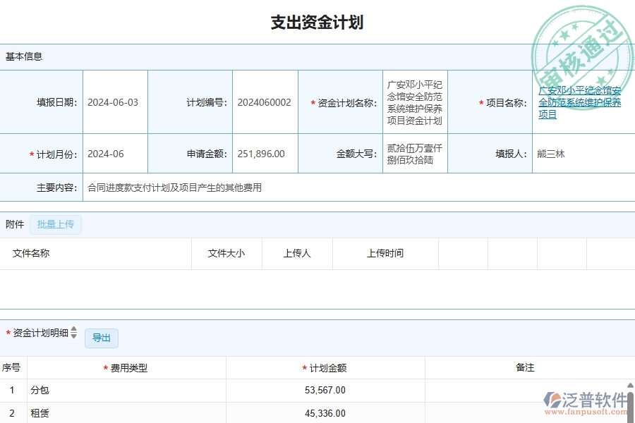 四、泛普軟件-幕墻工程企業(yè)支出資金計劃的框架設(shè)計思路