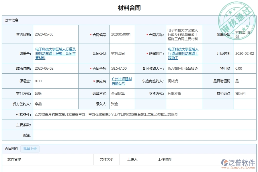 泛普軟件-市政工程企業(yè)管理系統(tǒng)中施工材料采購(gòu)合同管理的核心功能