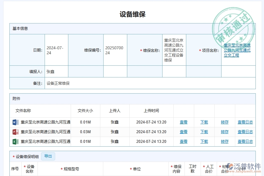 泛普軟件-路橋工程企業(yè)管理系統(tǒng)中設(shè)備保養(yǎng)管理的核心功能