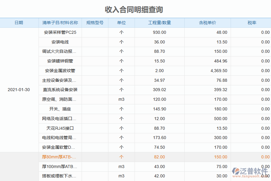 泛普軟件-弱電企業(yè)管理系統(tǒng)如何有效提升企業(yè)中的收入合同明細查詢管理