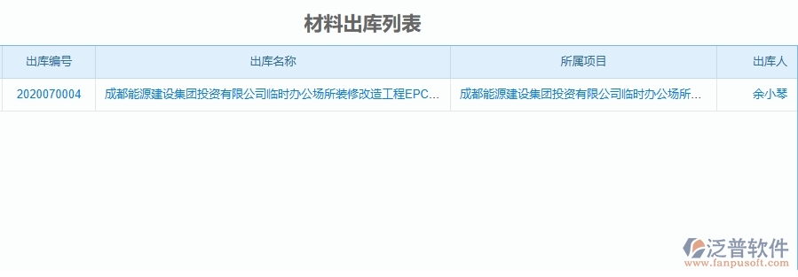 二、泛普軟件-機(jī)電工程項(xiàng)目管理系統(tǒng)在材料出庫(kù)的方案