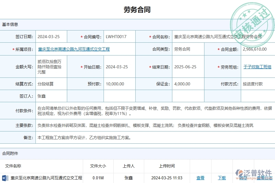 泛普軟件-路橋工程管理系統(tǒng)在進度款申報(勞務(wù))中的應(yīng)用場景