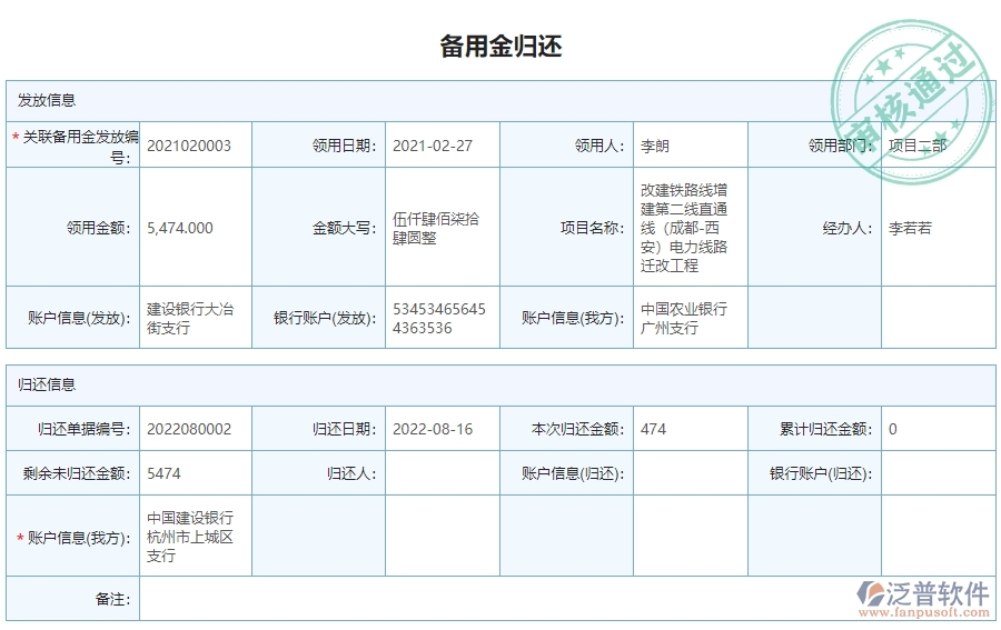 四、使用泛普軟件-公路工程系統(tǒng)備用金一覽表管理的核心優(yōu)勢