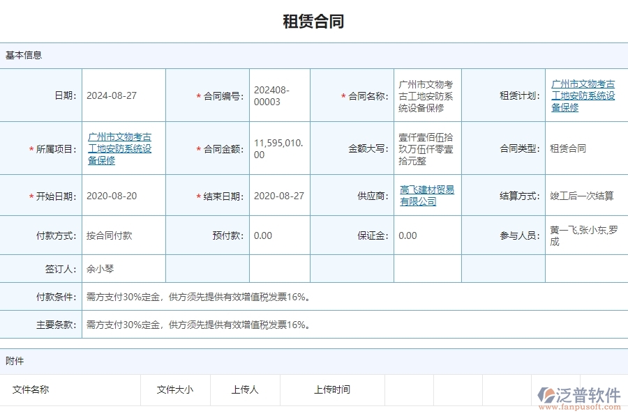 三、 泛普軟件-安防工程系統(tǒng)中租賃合同報表需要注意的問題