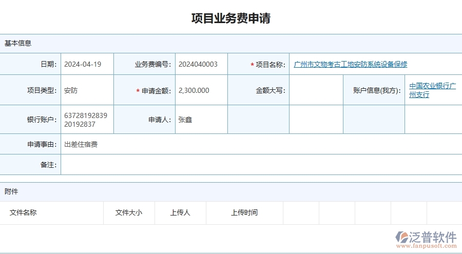 四、泛普軟件-安防工程管理系統(tǒng)在項目業(yè)務(wù)費申請中的應(yīng)用場景